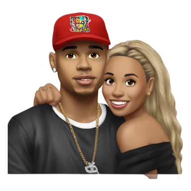 Hyper Realistic Chris Brown  Karruche Tran romantic photo  sticker