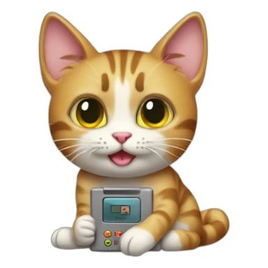 a cat playing gameboy sticker