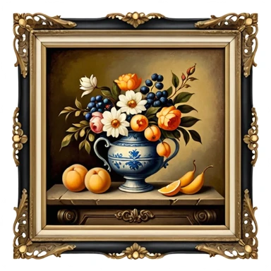 Old painting in the auction sticker