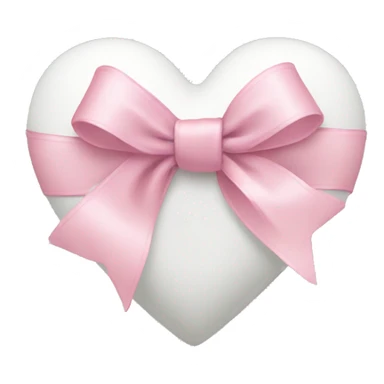 white heart with light pink ribbon bow sticker