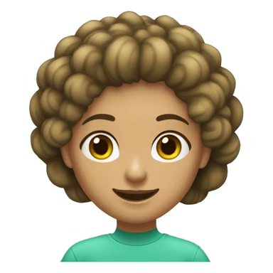 mujer pelo castaño oscuro ondulado, ojos verdes. De cuerpo entero, sonriendo con los brazos cruzados. Lleva una sudadera celeste y pantalones y deportes negros sticker