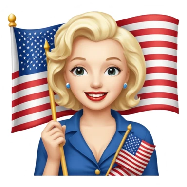 Marilyn Monroe, with american flag sticker