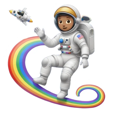 Astronaut ride rainbow trail sticker