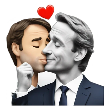 Emmanuel Macron kissing Justin Trudeau sticker