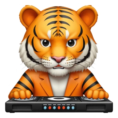 Un tigre enfadado con una mesa de dj  sticker