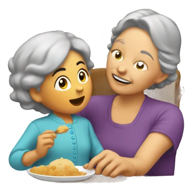 grandmother feeding grand daughter  sticker