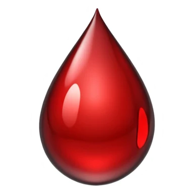 single blood drop emoji sculpted from dark liquid metal, glossy surface, dramatic reflections, futuristic minimal 3D style, isolated on white sticker