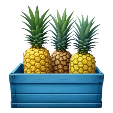pineapples in a blue wooden container sticker