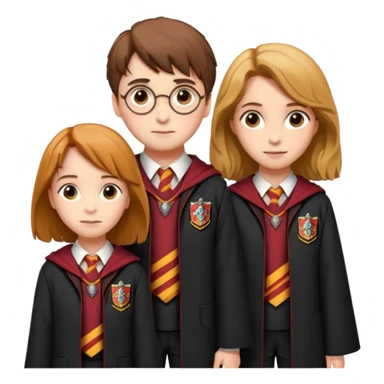 harry potter, ronald weasley and hermione granger in gryfinndor uniform sticker
