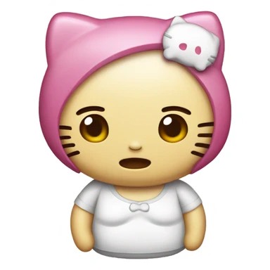 Hello kitty with stomach ache sticker
