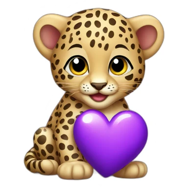 Baby leopard holding a purple heart  sticker