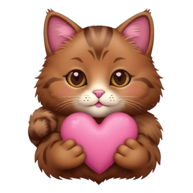 Brown cat Holding Heart sticker
