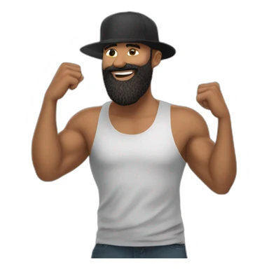 bearded man. flat bill hat. tall. goofy. dad. dancing sticker