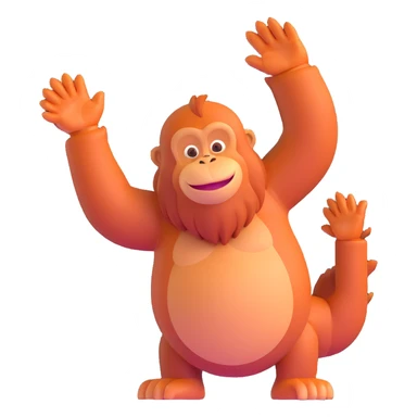 orangutan waving, playful pose sticker