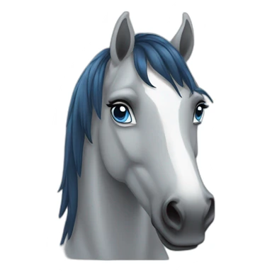 gray horse withblack mane with blue tips and blue eyes sticker