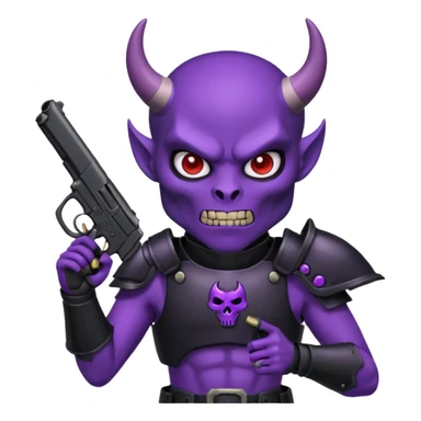 Diablo morado garrando dos pistolas  sticker