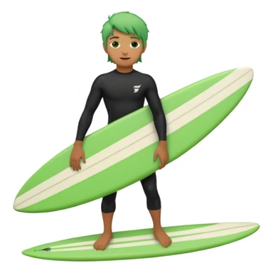 green haired black surfer with surfboard  sticker