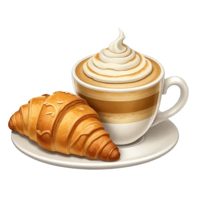 Croissant and capuccino breakfast sticker