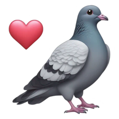 Pigeon holding a heart sticker