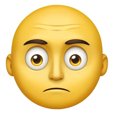 A yellow face with raised eyebrows and eyes looking to the side, expressing skepticism, doubt, or mild annoyance. One eye slightly squinted for extra emphasis, with a neutral or slightly frowning mouth. sticker