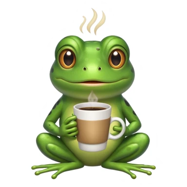 Frog holding coffee cups sticker