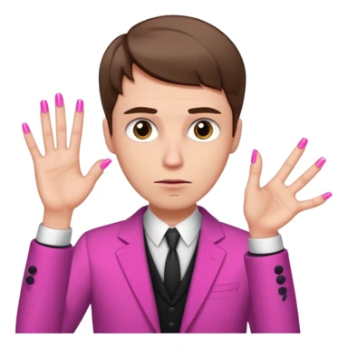 White man with short brown hair, long face, and pink nails looking sassy sticker