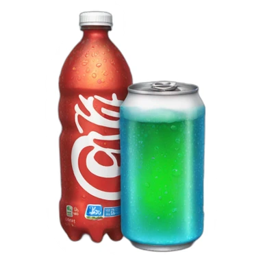 A blue🔵 bottle🌭 of soda🥤 with foams🫧 sticker