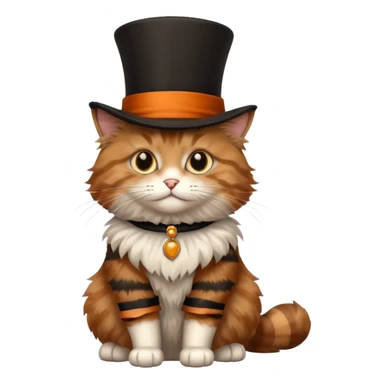 fluffy tabby cat with a brown top hat sitting sticker
