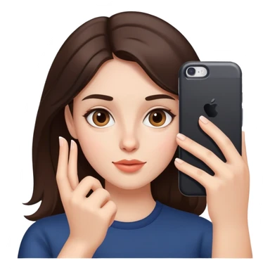 A brunette girl takes a selfie sticker
