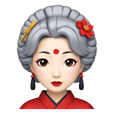Geisha in her 40s with gray hair sticker