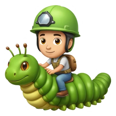 a man riding a green caterpillar sticker