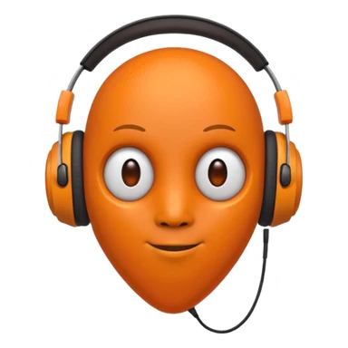 Orange round head with a Orange cone body and without arms and legs with orange antennae and headphones sticker