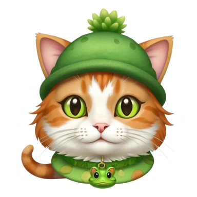 Cat with cute frog accessories  sticker