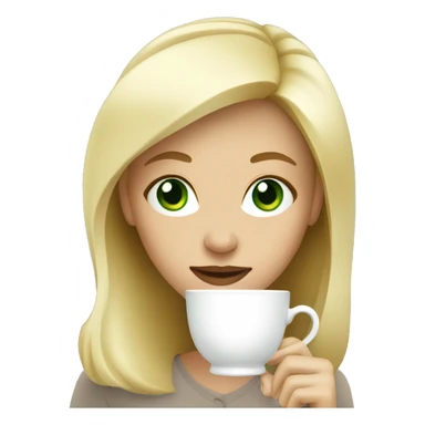 blond woman green eyes drinks tea sticker