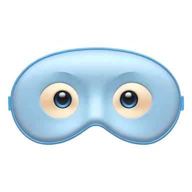 cute emoji of an isolated silky sleep mask, soft satin texture with gentle shine, light gray with pastel blue tones, embroidered sleepy eyes, no person, no face, cozy winter mood, smooth rounded shape, soft shadows sticker