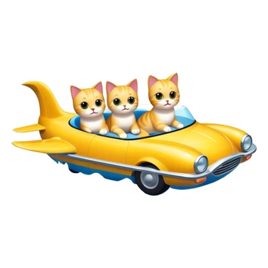 Flying cats in swimming cars  sticker