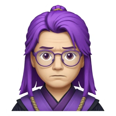 purple long hair samurai with glasses sticker