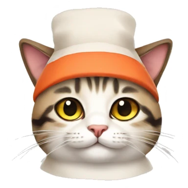 Cat wearing a sushi hat sticker
