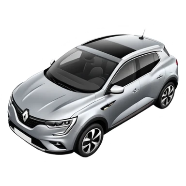 Renault Megane E-Tech electric car, top view, gray color, compact crossover sticker