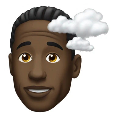 travis scott with a cloud of smoke around his face sticker