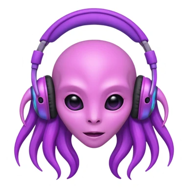 headphone wearing beautiful pink alien, purple long haired sticker