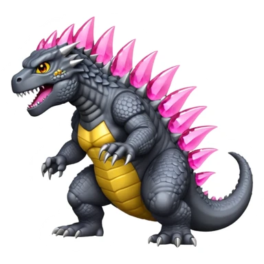 godzilla with pink crystal dorsal plates yellow eyes and grey skin sticker