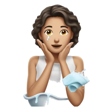 Pretty brunette woman washing her face  sticker