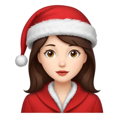brunette woman with wearing Santa sticker