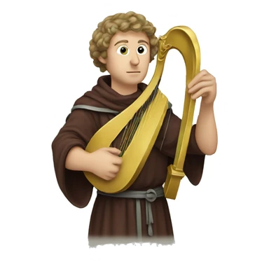 Petrarch holding a harp in his hand sticker