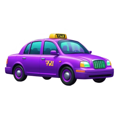 a purple neon taxi driving in a  purple and green neon city  sticker