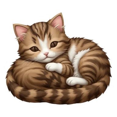 dark brown tabby and white kitten sleeping on its back sticker