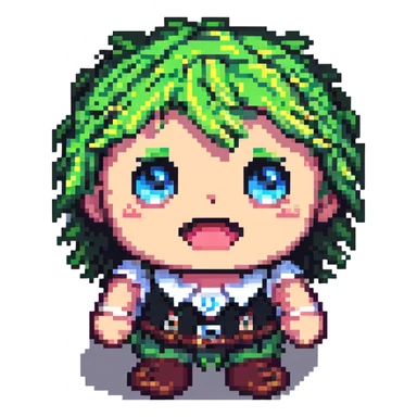 astonished Skirk from Genshin Impact, pixel art style sticker
