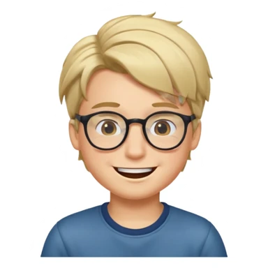 un ragazzo con gli occhiali e capelli al lato che fa l'occhiolino ed è felice sticker