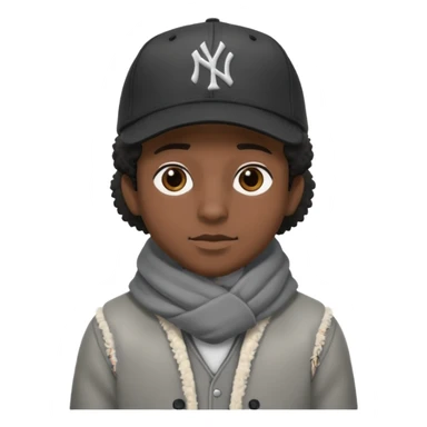 Cappellino New Era New York nero e persona con giubbotto di pecora grigio e anche la lana grigia sticker